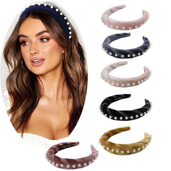 6 Pack Velvet Sponge Thick Hairbands Wide Headband main image 5